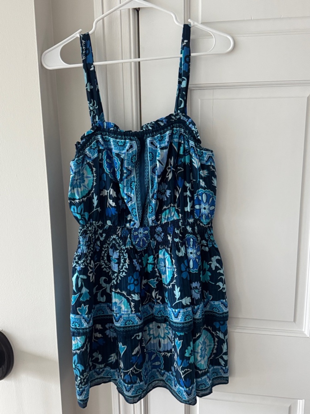 Ramy Brook Navy and Teal Floral Mini Dress